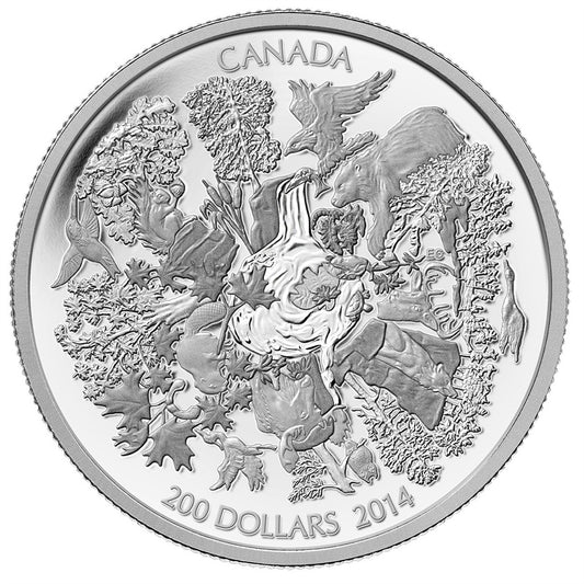 2014 Canada $200 Towering Forests 2oz. Fine Silver ($200 for $200 #1) No Tax