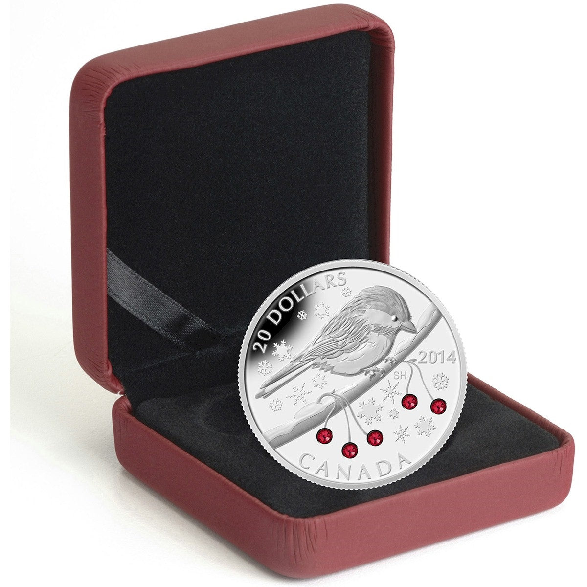 2014 Canada $20 Chickadee with Winter Berries Fine Silver