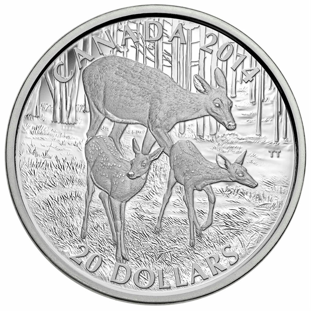 2014 $20 White-Tailed Deer - A Doe & Her Fawns (No Tax)