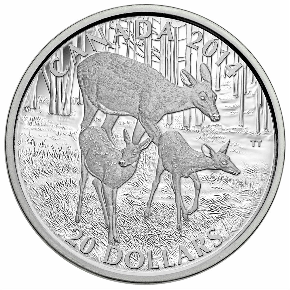 2014 $20 White-Tailed Deer - A Doe & Her Fawns (No Tax)