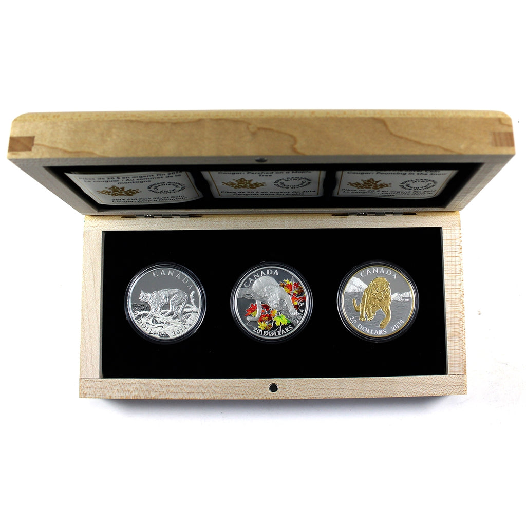 2014 Canada $20 Cougar 3-coin Fine Silver Set (No Tax)