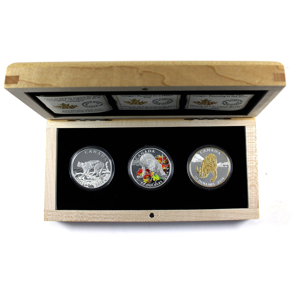 2014 Canada $20 Cougar 3-coin Fine Silver Set (No Tax)