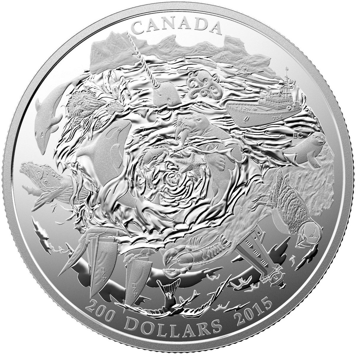 2015 Canada $200 Coastal Waters ($200 for $200 #2) 2oz. Fine Silver (No Tax)