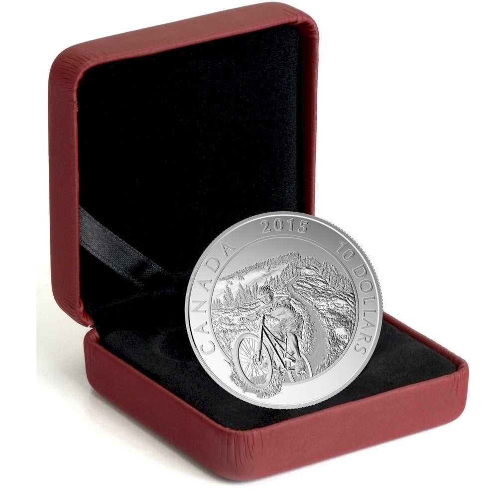 2015 $10 Adventure Canada Mountain Biking Fine Silver (No Tax)