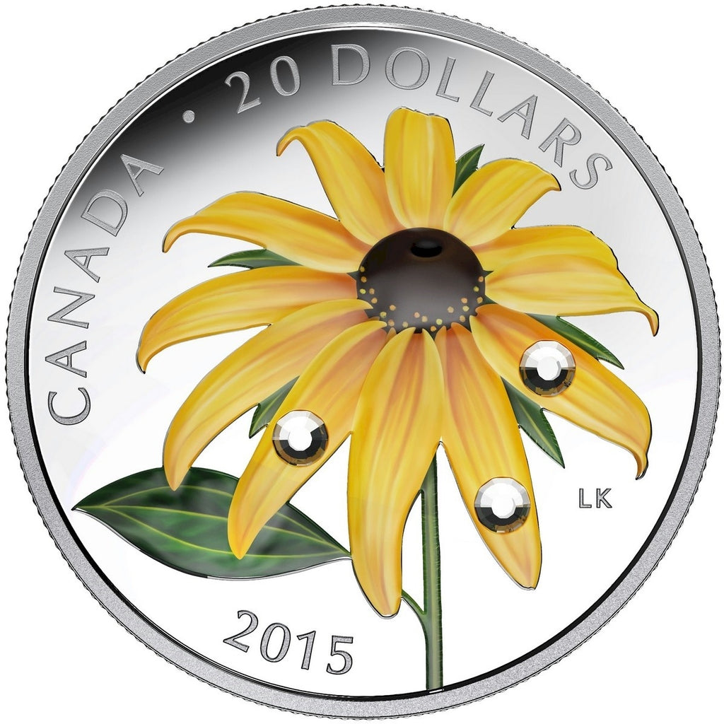 2015 Canada $20 Black-Eyed Susan with Crystal Dew Drops