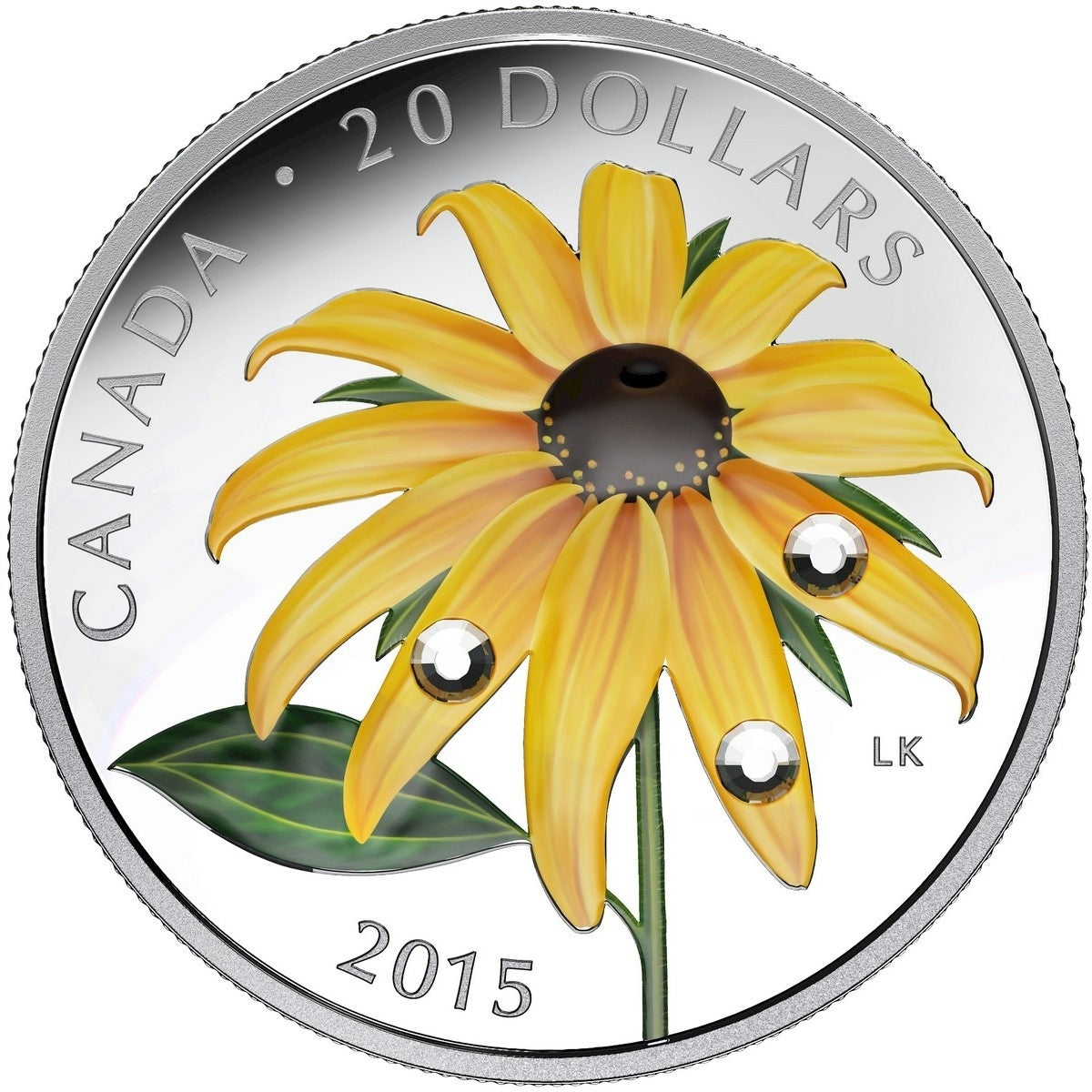 2015 Canada $20 Black-Eyed Susan with Crystal Dew Drops