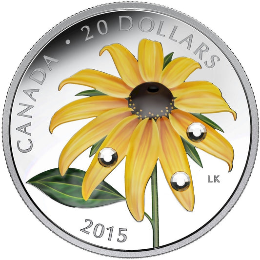 2015 Canada $20 Black-Eyed Susan with Crystal Dew Drops