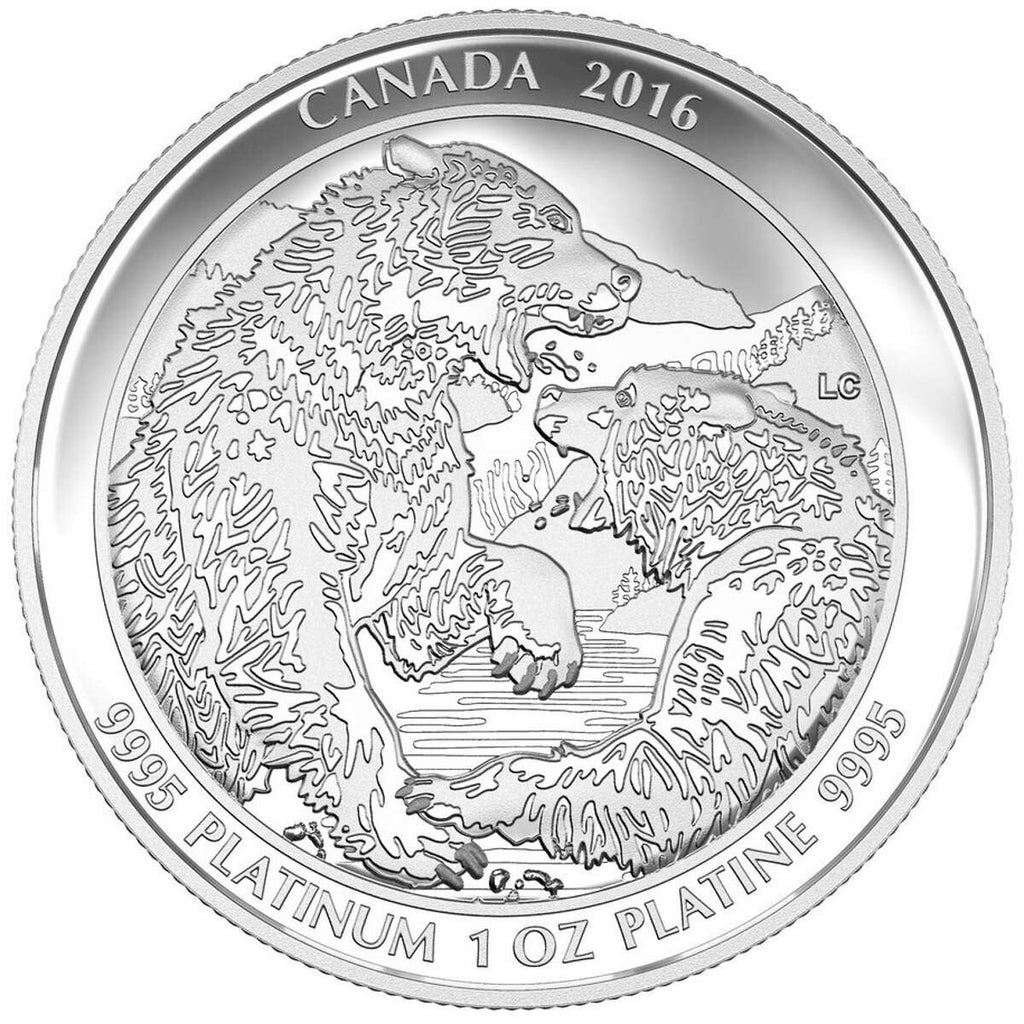 2016 Canada $300 Grizzly Bear - The Struggle Platinum Coin (No Tax)