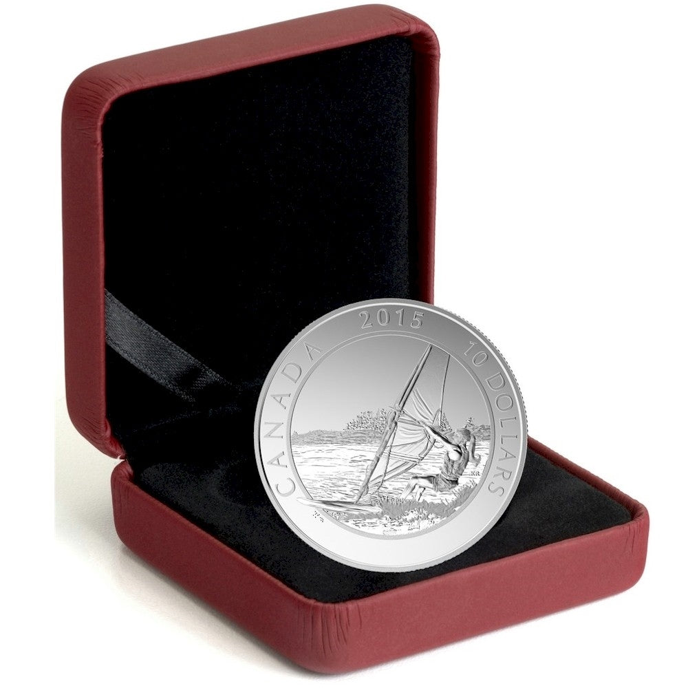 2015 $10 Adventure Canada - Windsurfing Fine Silver (No Tax)