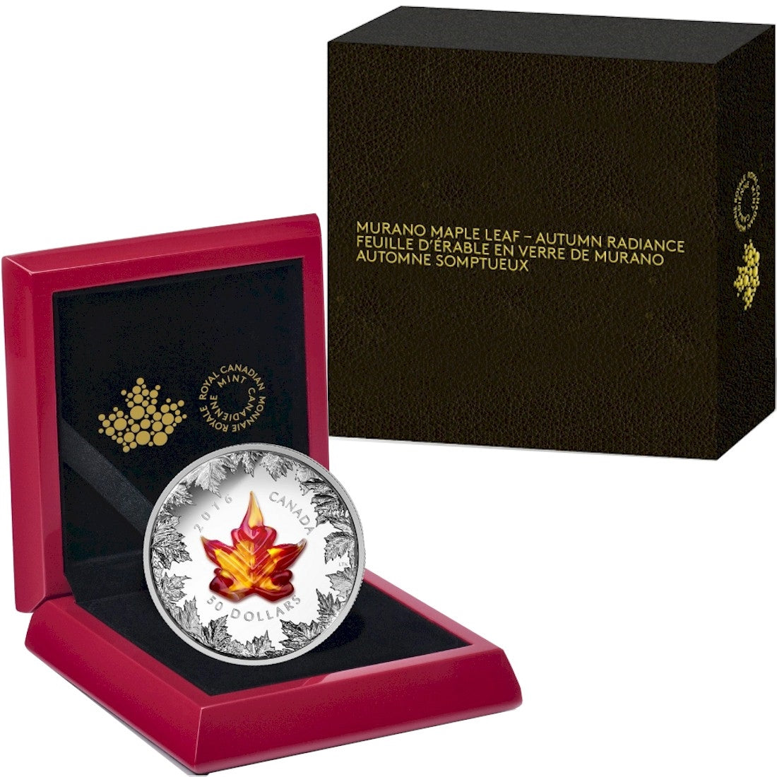 2016 Canada $50 Autumn Radiance with Murano Maple Leaf 5oz. Silver