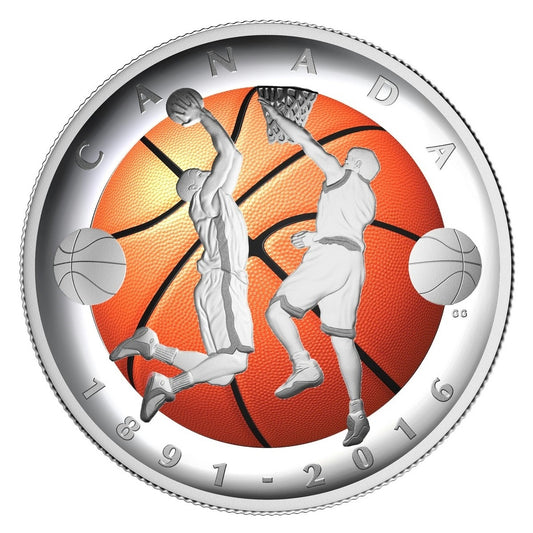 2016 Canada $25 Invention of Basketball Curved Silver (TAX Exempt)