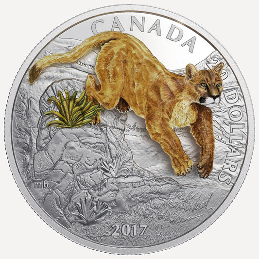 2017 Canada $20 Three-Dimensional Leaping Cougar Fine Silver (No Tax)