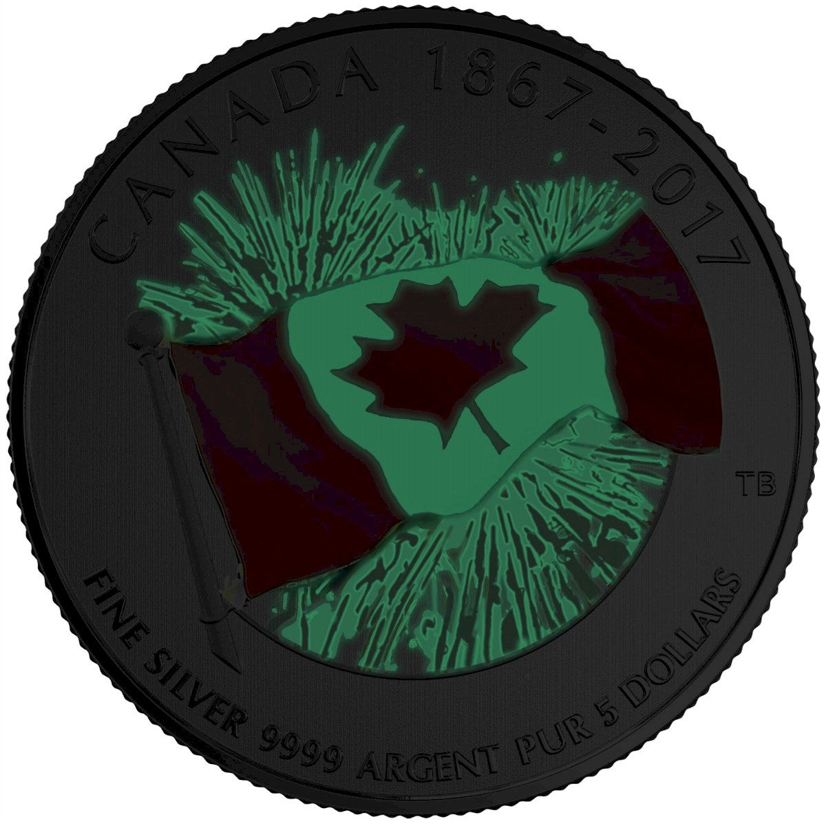 2017 Canada $5 Proudly Canadian Glow-in-the-Dark Fine Silver (No Tax)