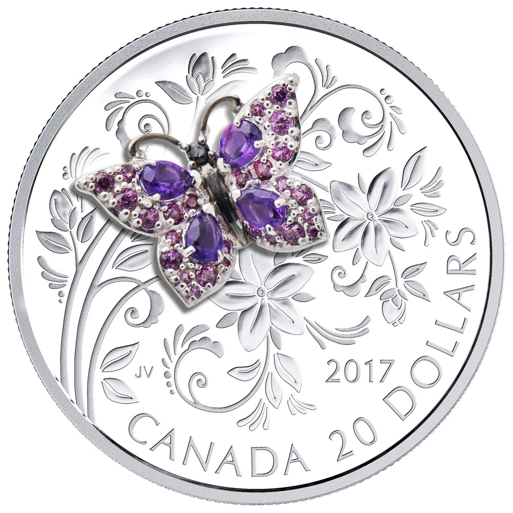 2017 Canada $20 Bejeweled Bugs - Butterfly Fine Silver Coin