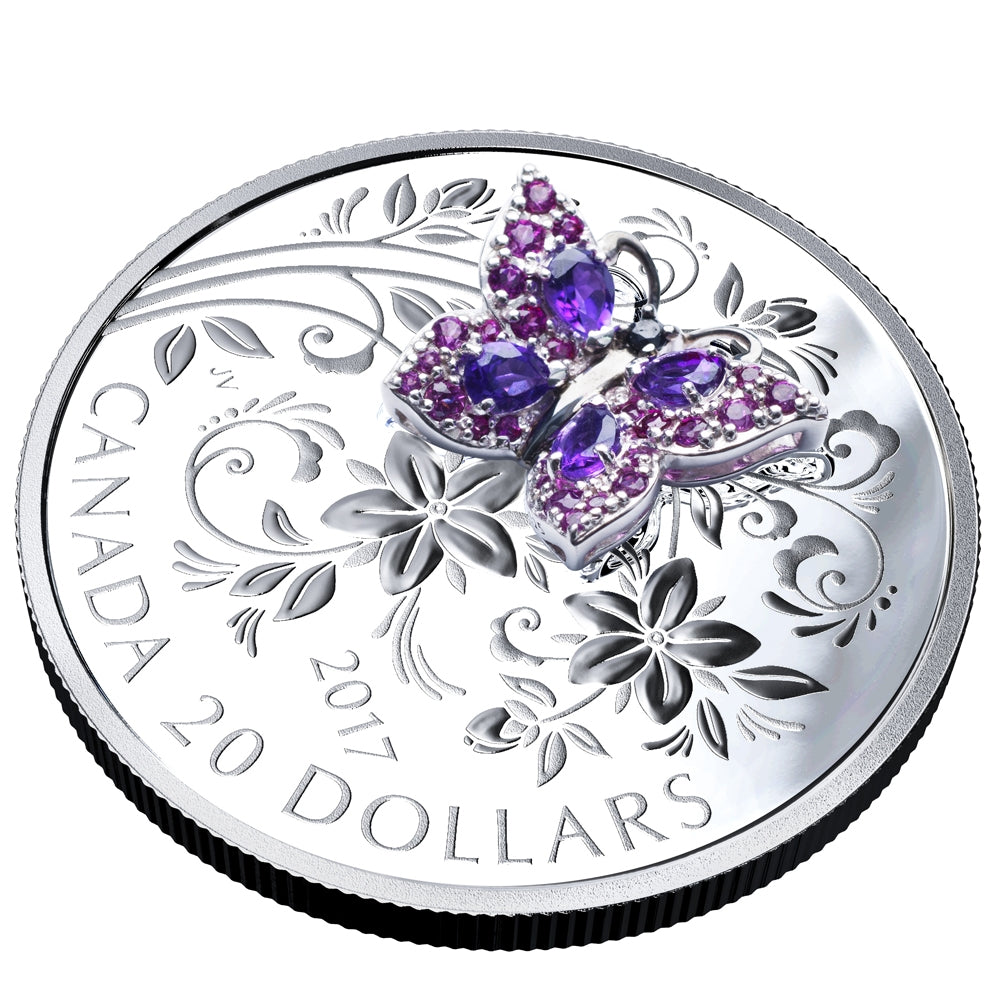 2017 Canada $20 Bejeweled Bugs - Butterfly Fine Silver Coin