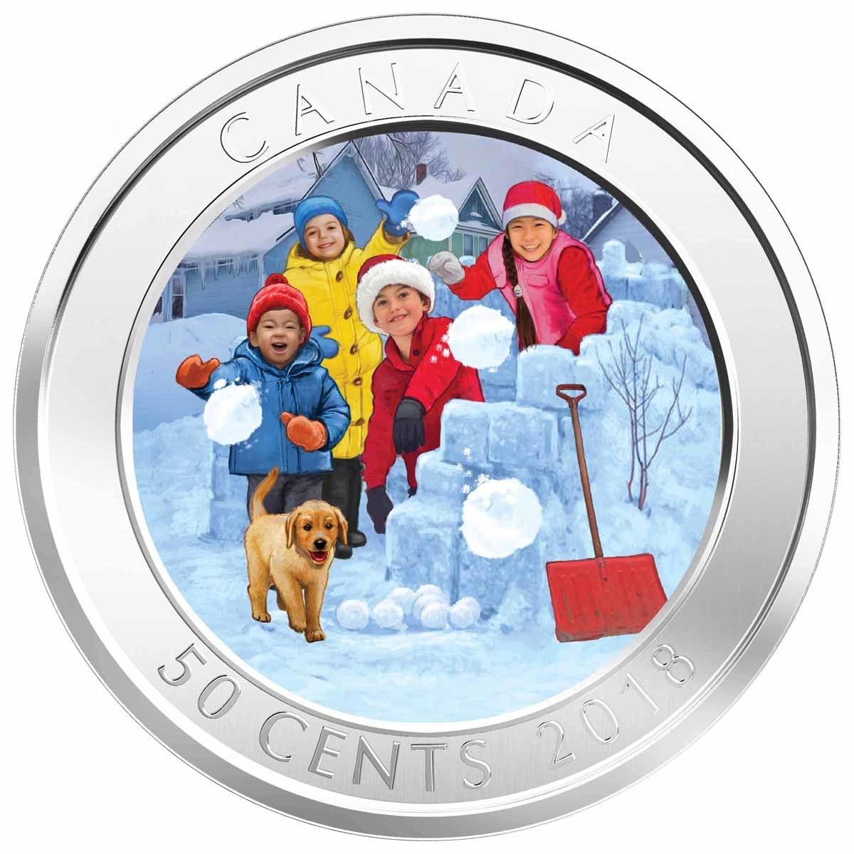 2018 Canada 50-cent 3D Snowball Fight Lenticular Coin