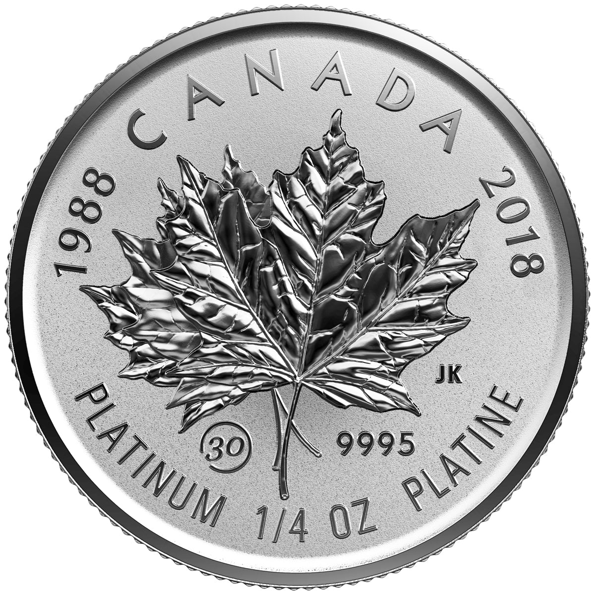 2018 Canada 30th Anniv. of the Platinum Maple Leaf Platinum Fractional Set (No Tax)