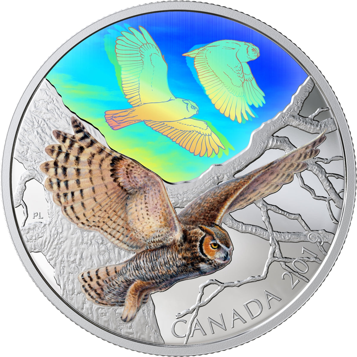 2019 Canada $30 Majestic Birds in Motion - Great Horned Owl Fine Silver (No Tax)