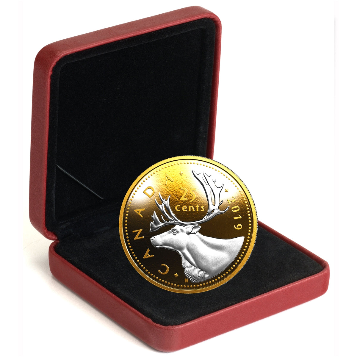 2019 Canada 25-cent Big Coin 5oz Reverse Gold Plated Silver (Tax Exempt)