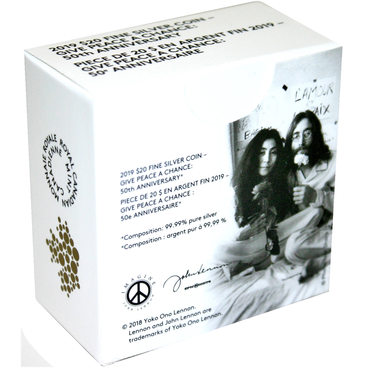 2019 Canada $20 Give Peace A Chance - 50th Anniversary Fine Silver (No Tax)