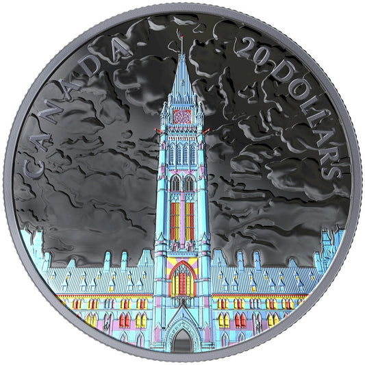 RDC 2019 Canada $20 Lights of Parliament Hill Fine Silver (No Tax) scratched capsule