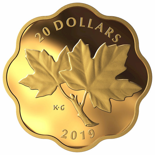 2019 Canada $20 Iconic Maple Leaves Gold Plated Fine Silver (No Tax)