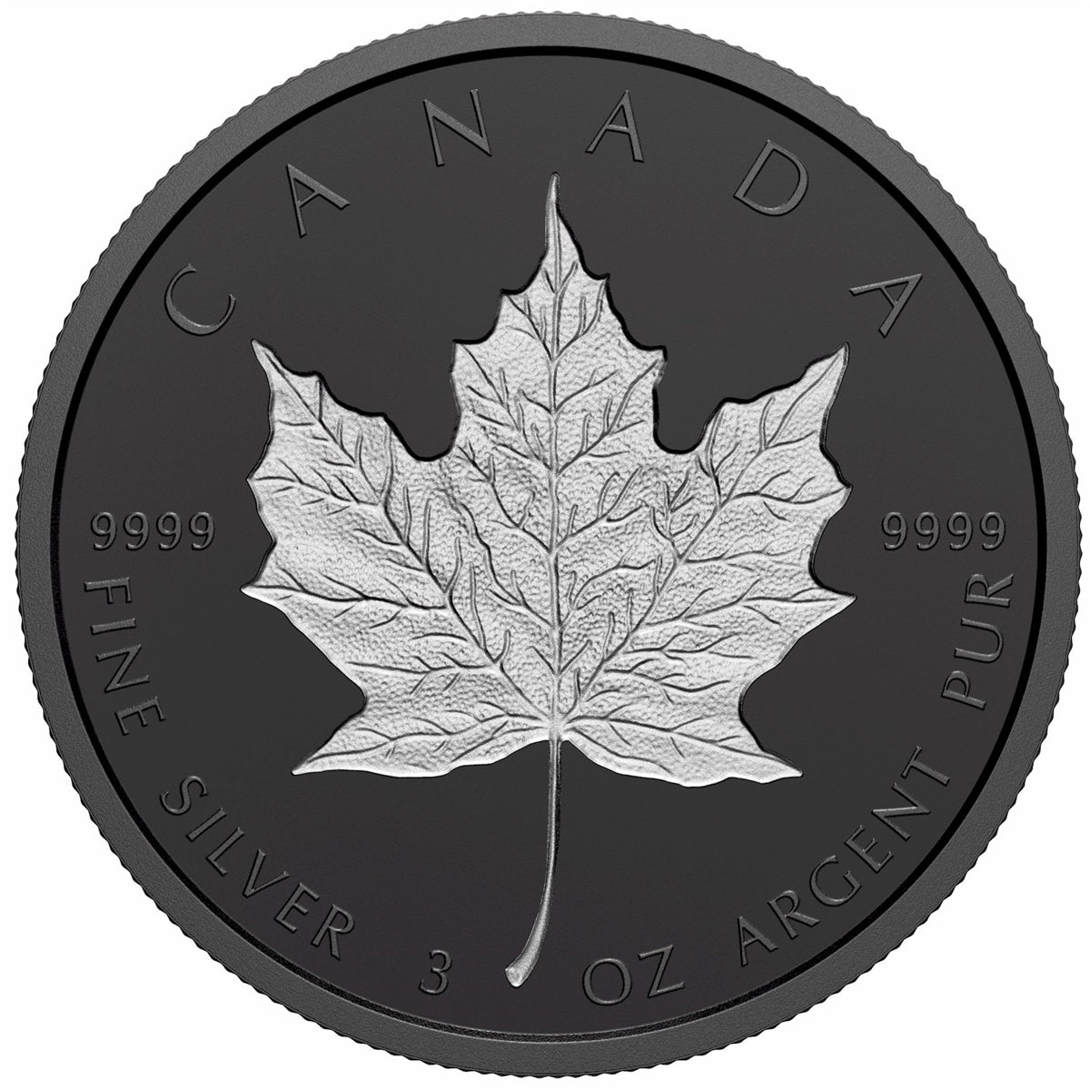 2020 Canada $50 Rhodium-Plated Incuse 3oz. Fine Silver Maple Leaf (NO Tax)
