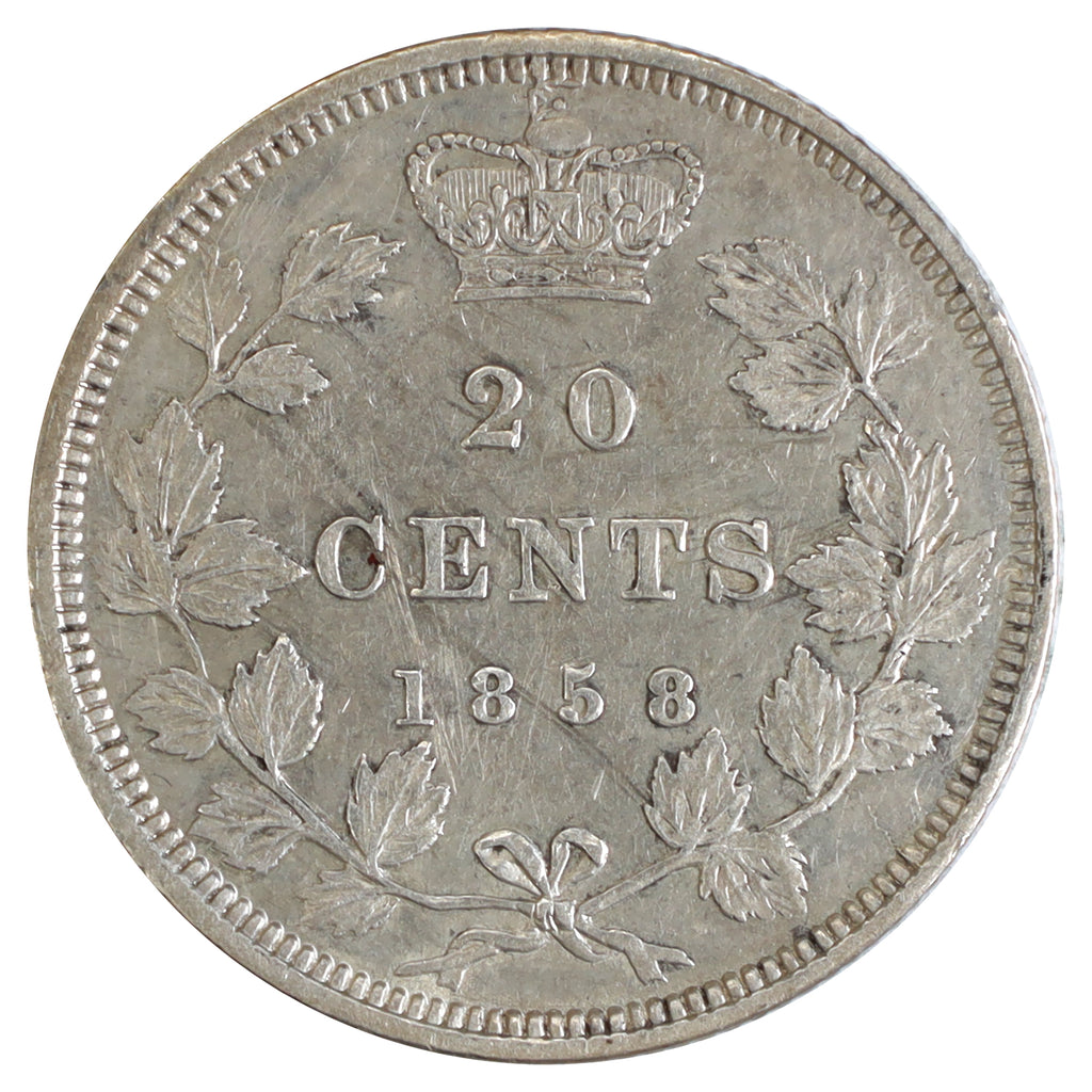 1858 Coinage Canada 20-cents EF-AU (EF45) $