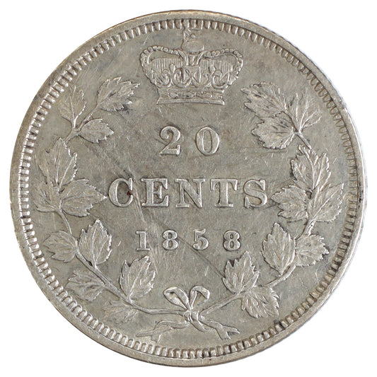 1858 Coinage Canada 20-cents EF-AU (EF45) $