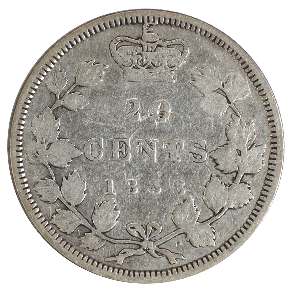 1858 Coinage Canada 20-cents Fine (F12) $