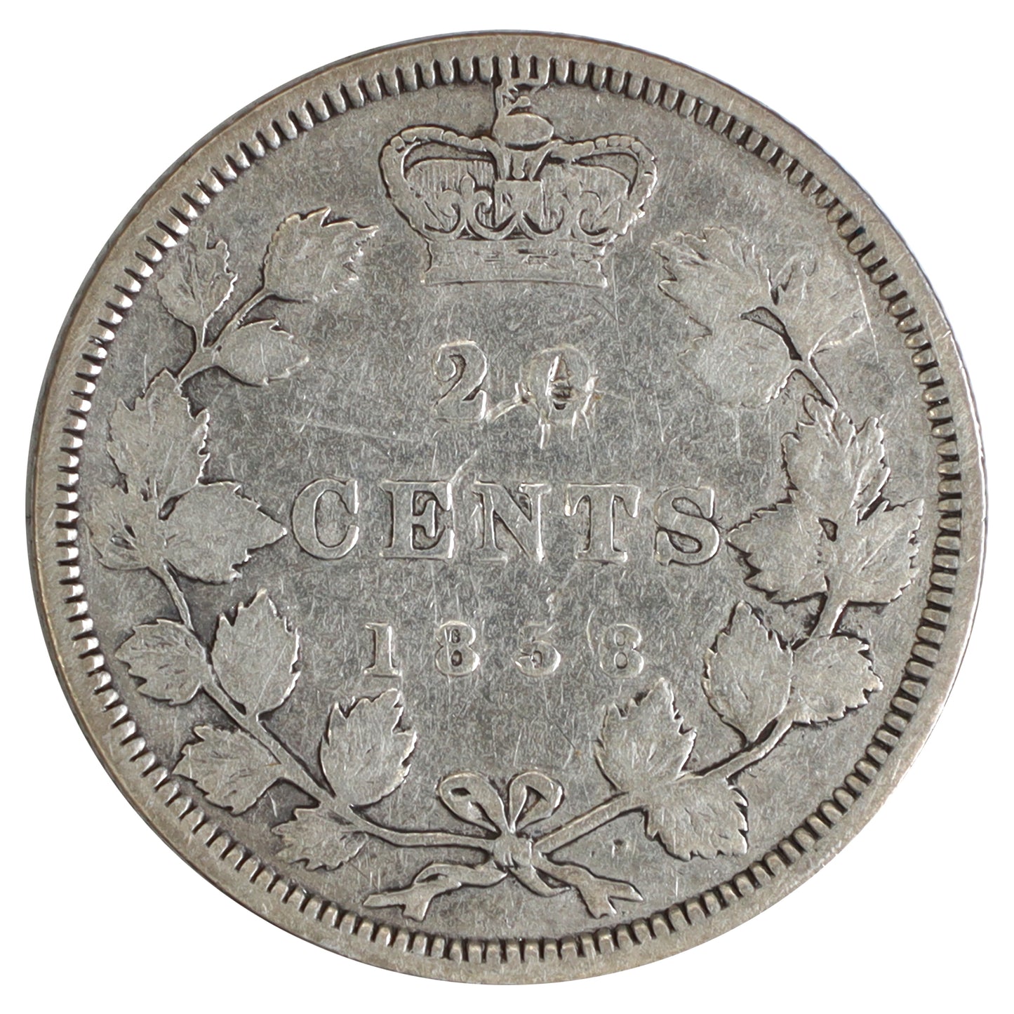 1858 Coinage Canada 20-cents Fine (F12) $
