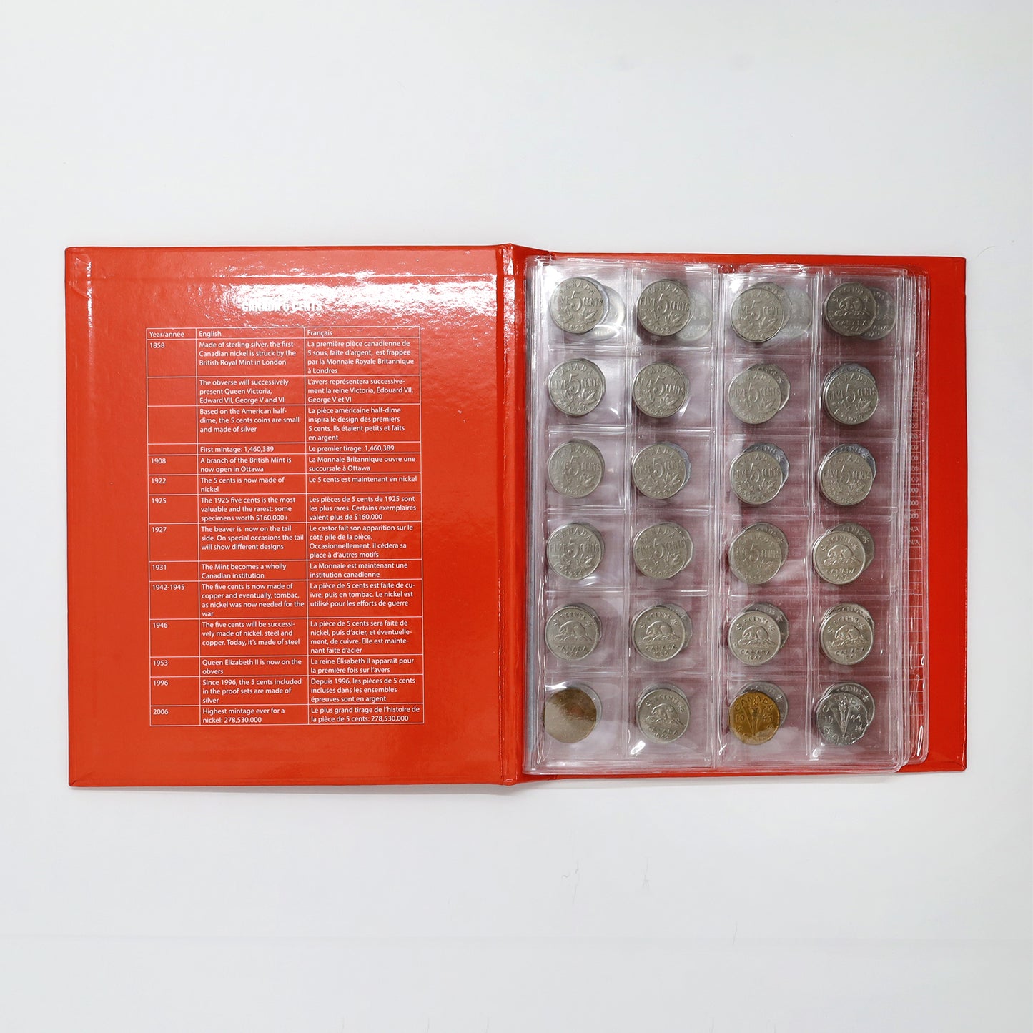 1922-1970 Canada 5-cents collection in Kaskade Collector Album