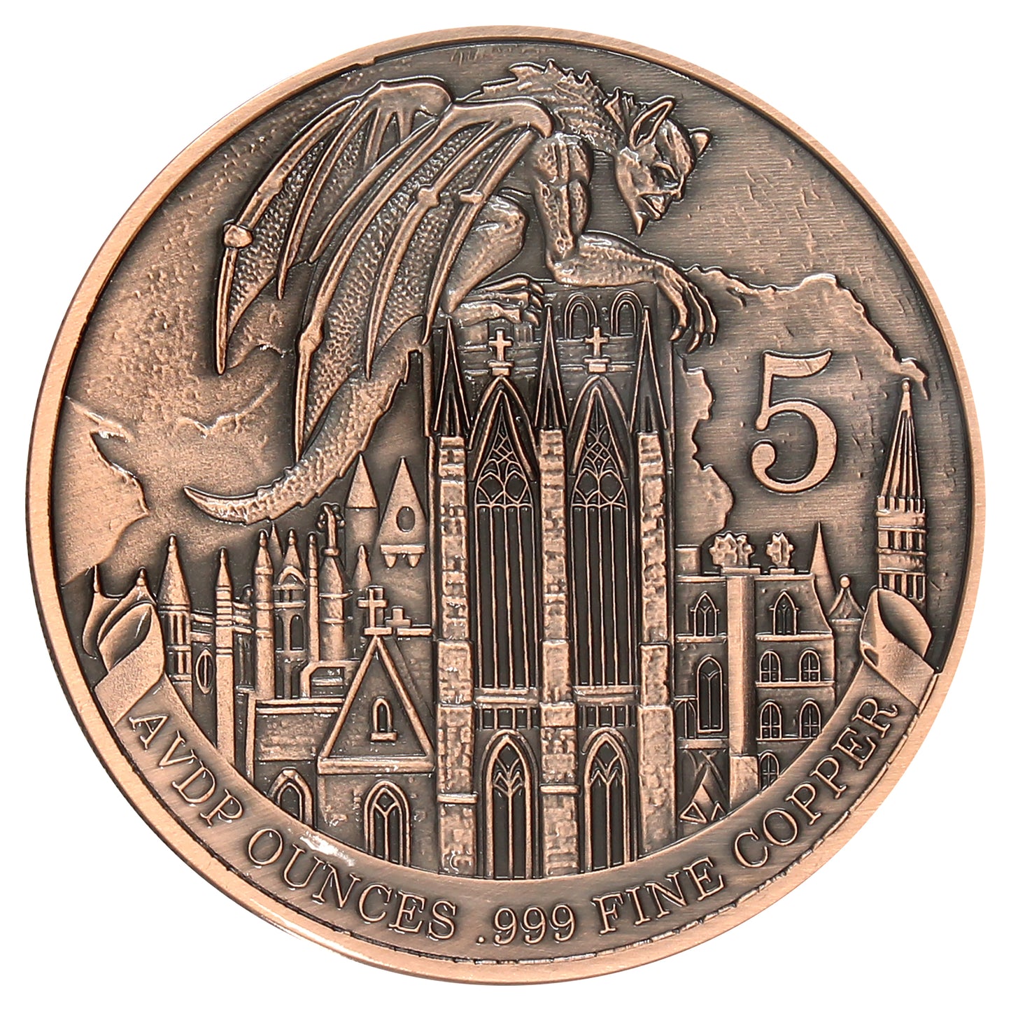 Gargoyle Ultra High Relief 5oz. .999 Fine Copper