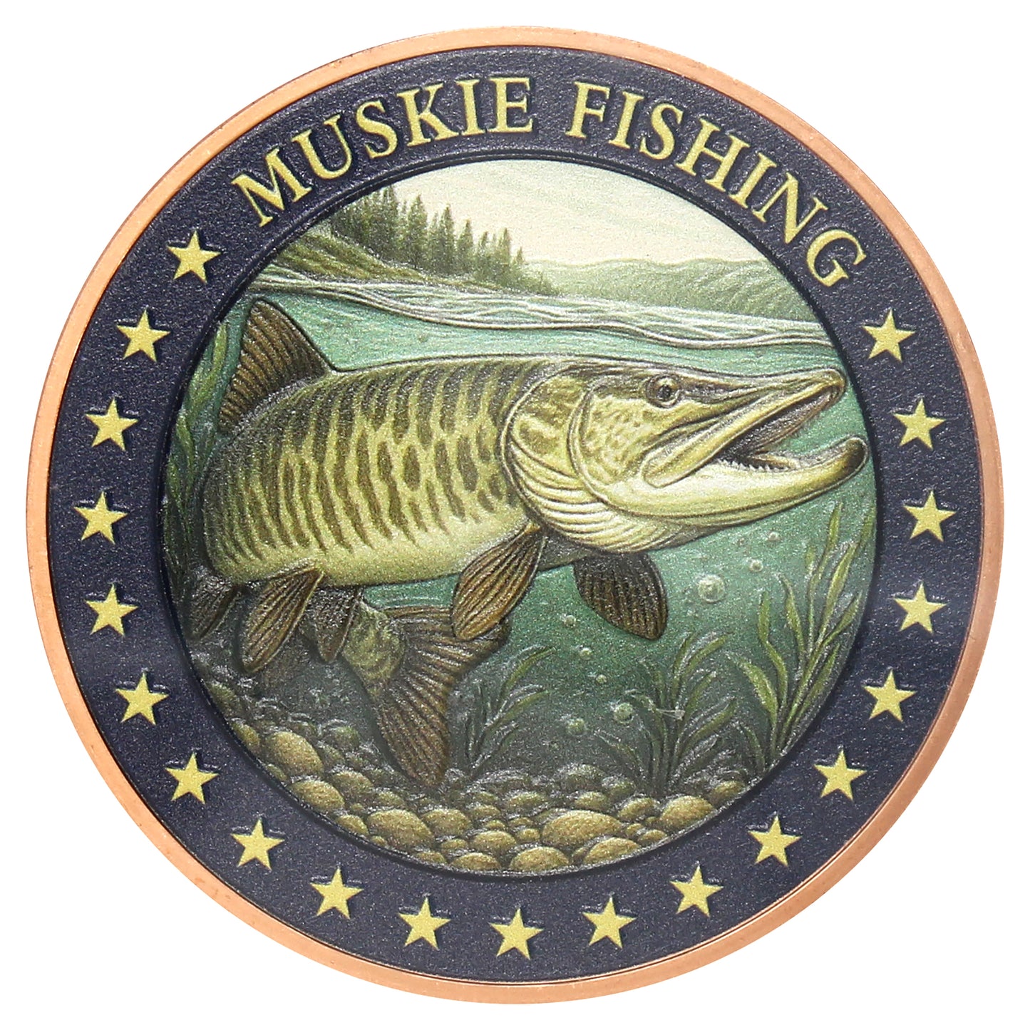 Muskie Fishing Coloured 5oz. .999 Fine Copper