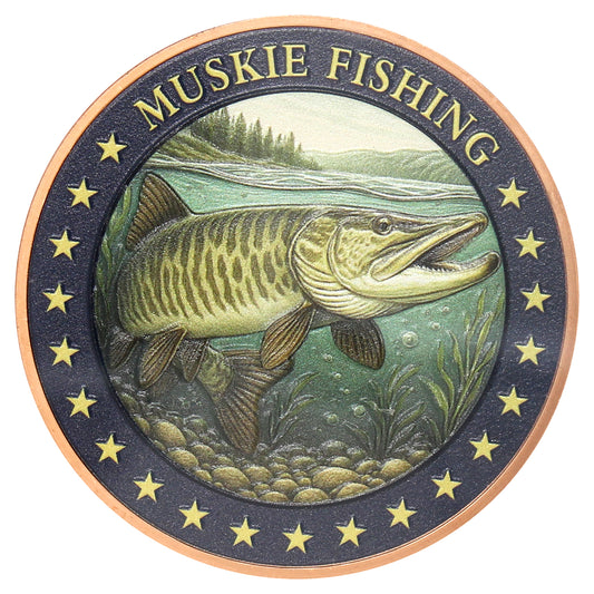 Muskie Fishing Coloured 5oz. .999 Fine Copper