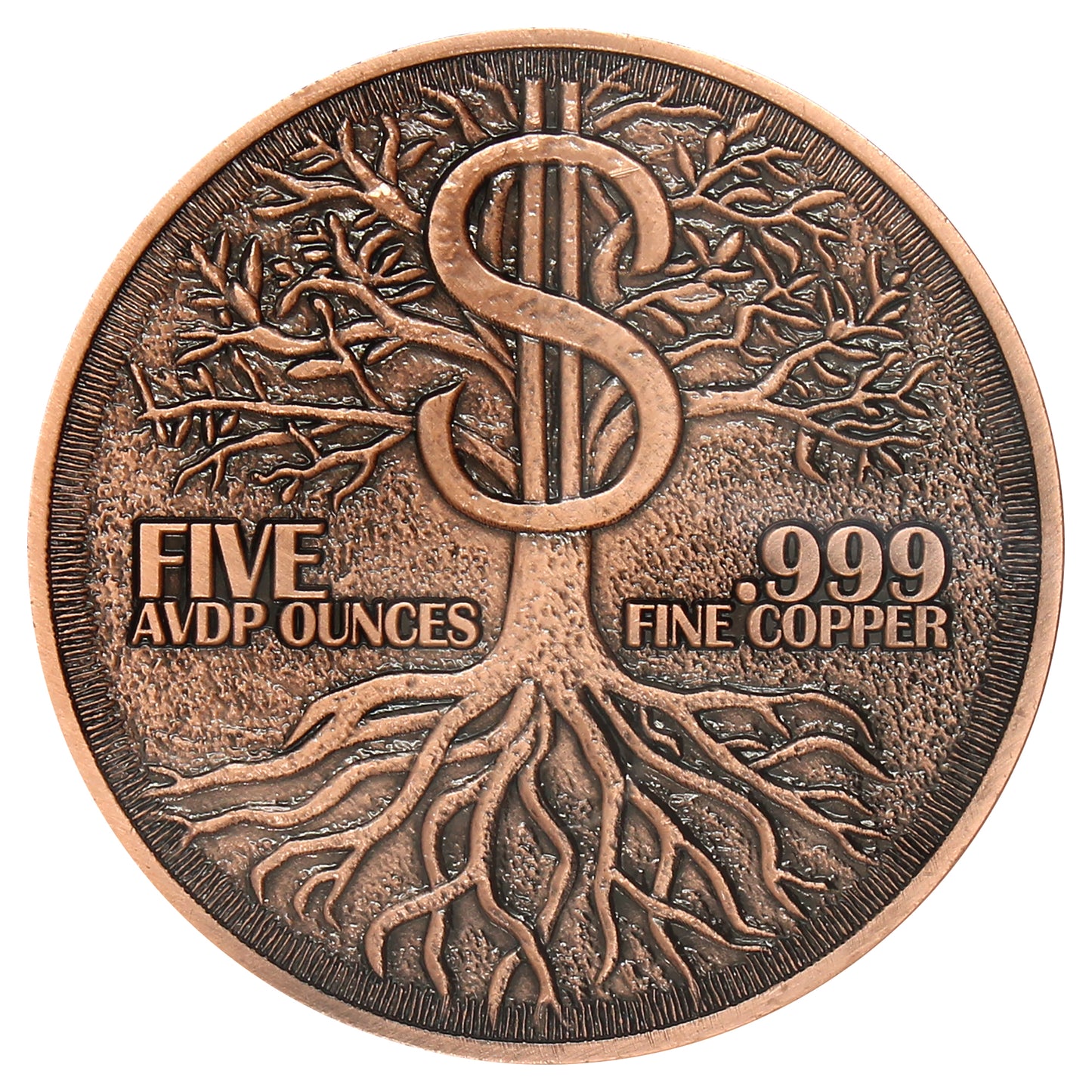 Money Tree Coloured High Relief 5oz. .999 Fine Copper