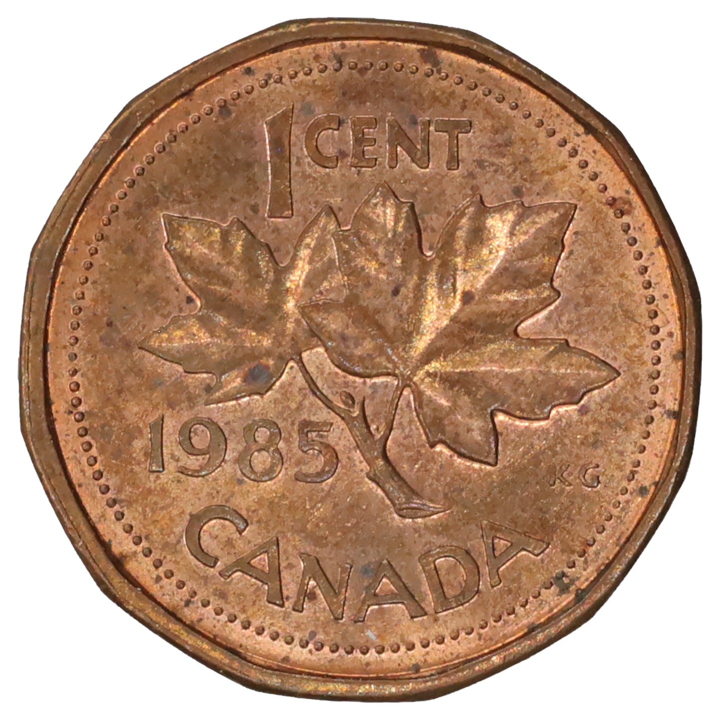 1985 Pointed 5 Canada 1-cent Uncirculated (MS60)