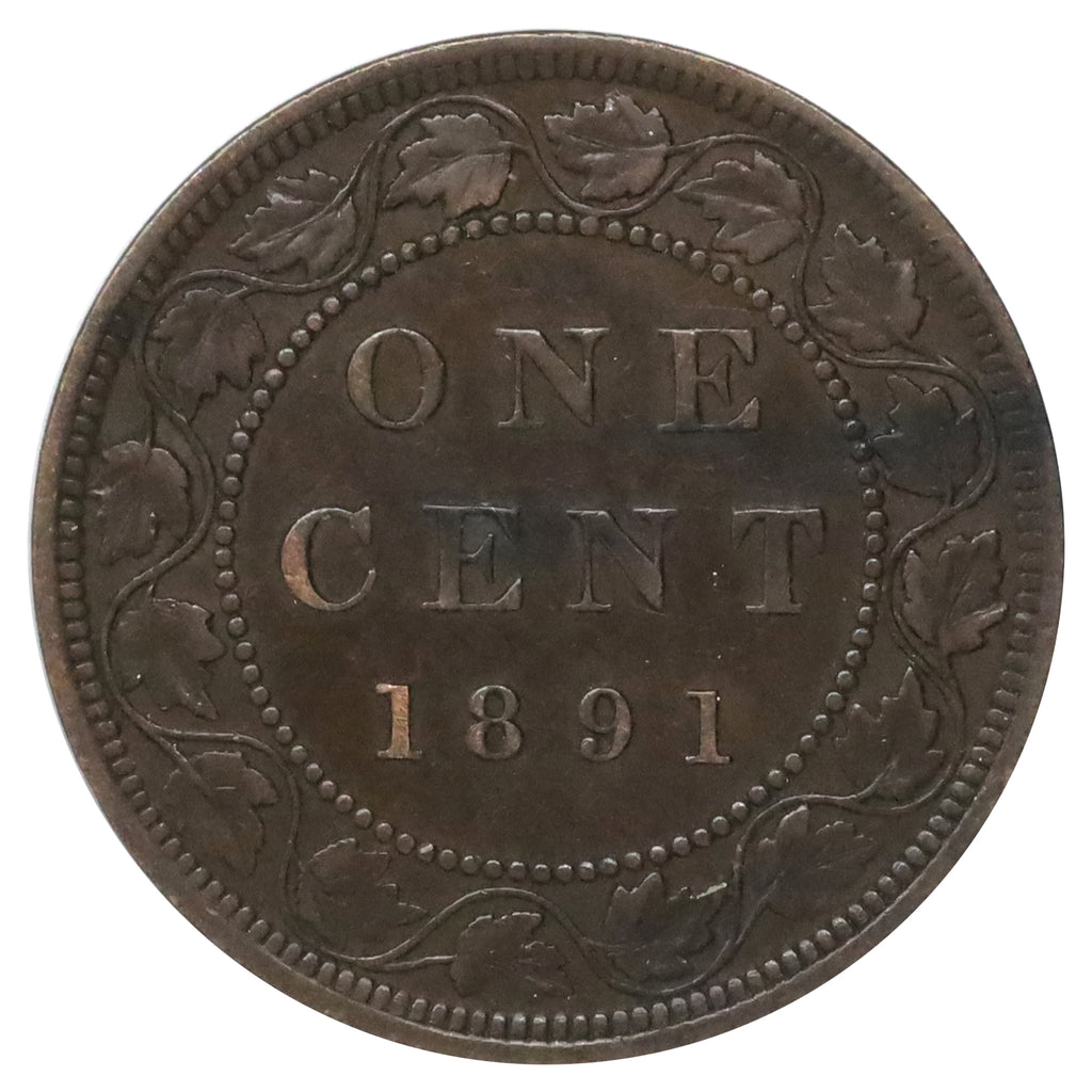 1891 SDLL Obv. 3 Canada 1-cent Extra Fine (EF40) $