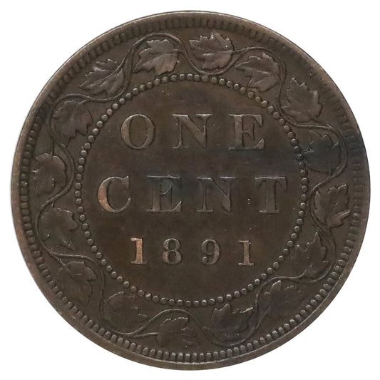 1891 SDLL Obv. 3 Canada 1-cent Extra Fine (EF40) $
