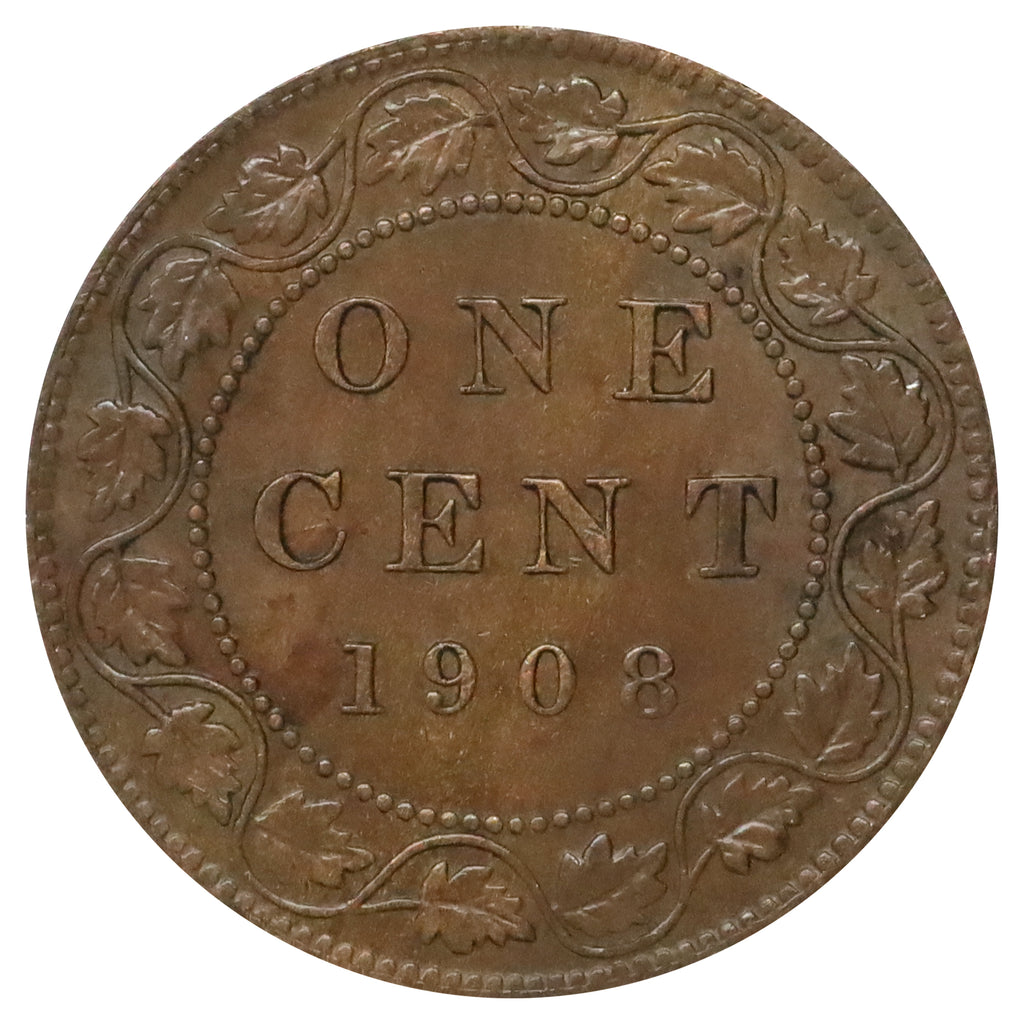 1908 Canada 1-cent Brilliant Uncirculated (MS63) Lustrous Brown $