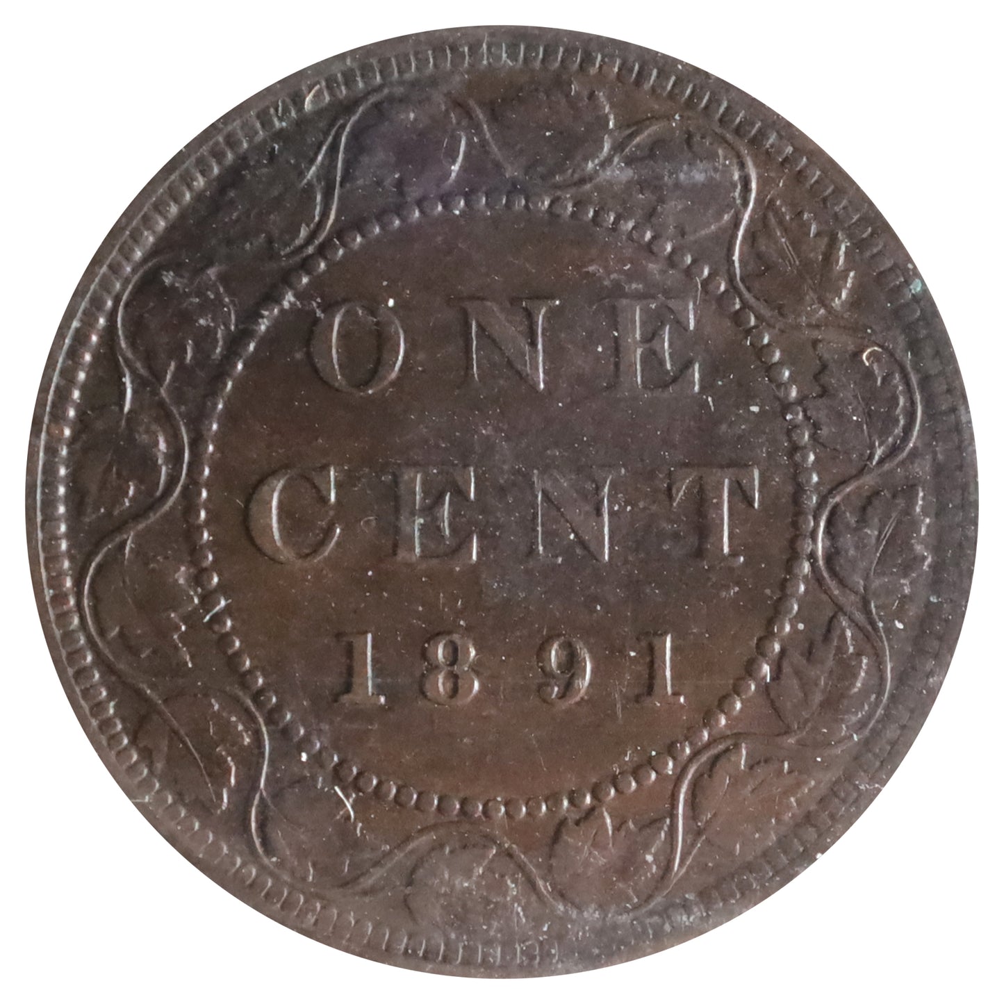 1891 LLSD, Obv. 3 Canada 1-cent ICCS Certified AU50