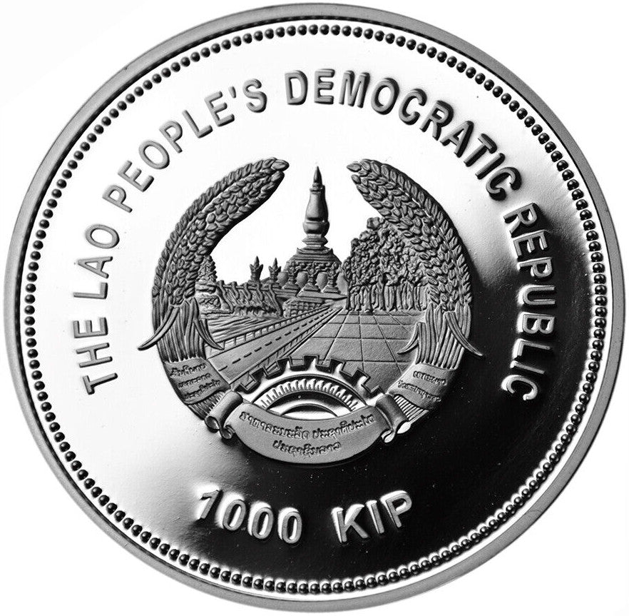 2013 Laos 1000 Kip F15 Privy Panthera Tigris Tiger ~20g Fine Silver (No Tax) Flaws
