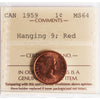 1959 Hanging 9 Canada 1-cent ICCS Certified MS64 Red
