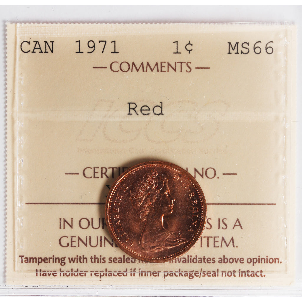 1971 Canada 1-cent ICCS Certified MS66 Red