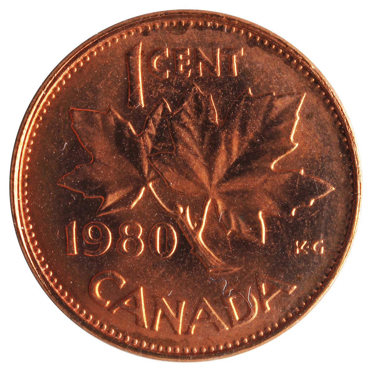 1980 Canada 1-cent ICCS Certified MS65 Red