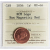 2006 Logo Non-Magnetic Canada 1-cent ICCS Certified MS66 Red