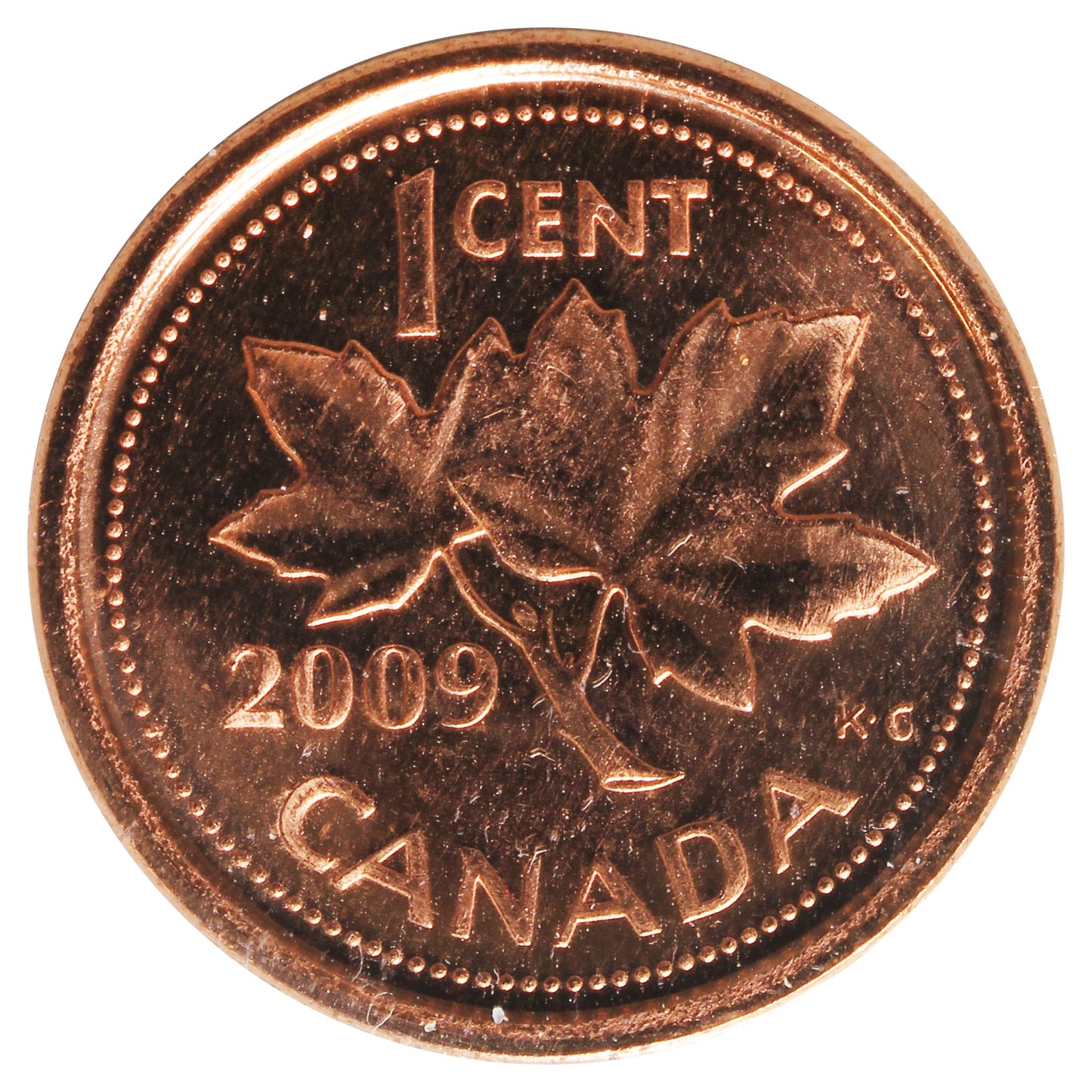 2009 Magnetic Canada 1-cent ICCS Certified MS65 Red
