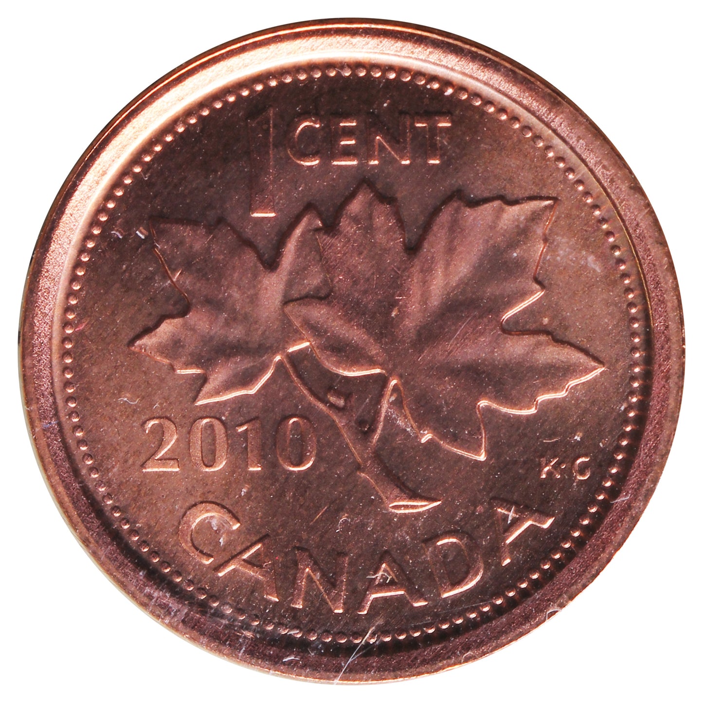 2010 Non Magnetic Canada 1-cent ICCS Certified MS67 Red