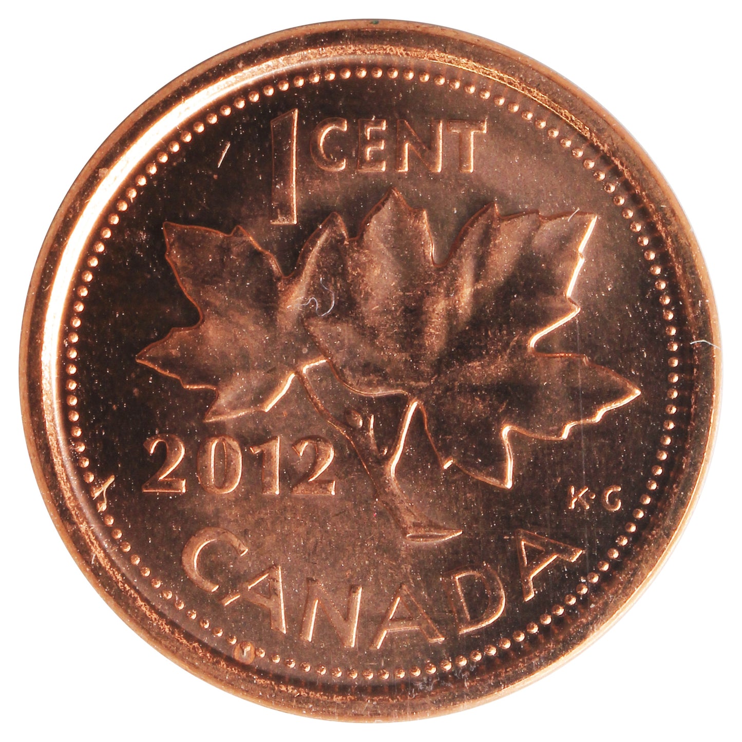 2012 Magnetic Canada 1-cent ICCS Certified MS-65 Red