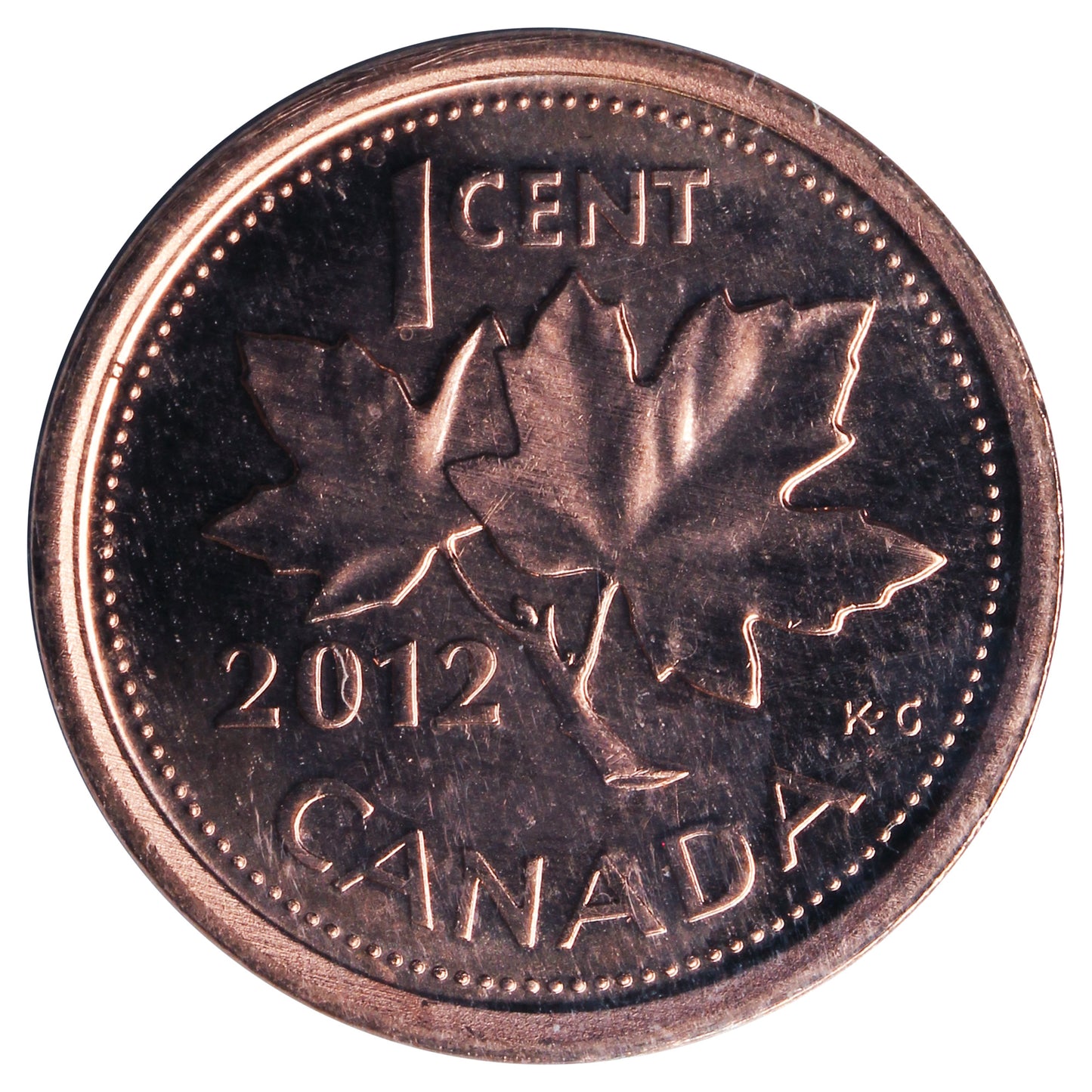 2012 Non Magnetic Canada 1-cent ICCS Certified MS67 Red